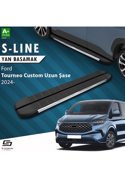 S-dizayn Ford Tourneo Custom 2 Uzun Şase S-line Krom Yan Basamak 263 Cm 2023 Üzeri A+ Kalite