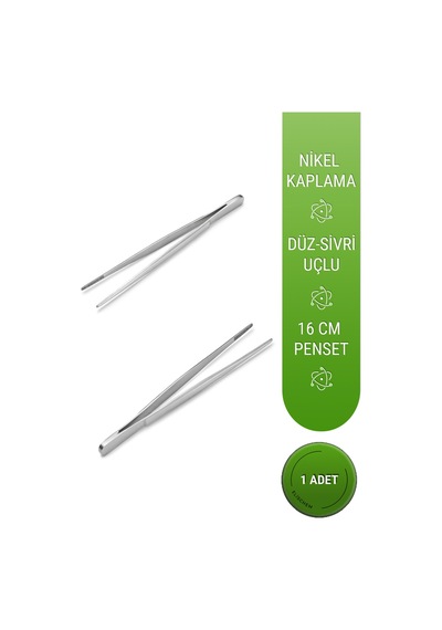 Penset 16 Cm Düz - Sivri Uçlu Nikel Kaplama