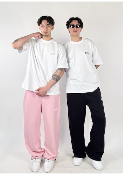 Zaee Club Nakışlı Oversize Unisex T-shirt Beyaz