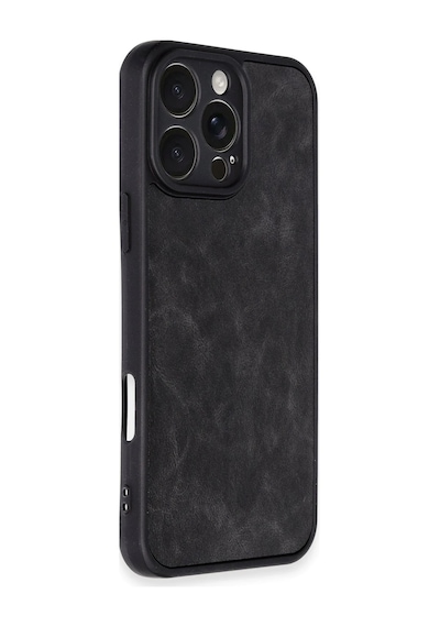 Ilkeshop Newface Apple iPhone Uyumlu 16 Pro Max Kılıf Aras Deri Kapak - Siyah Sıyah