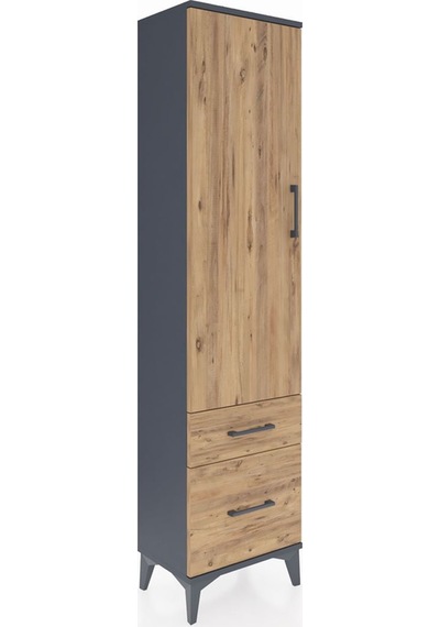 Arges Dolap 2 Raflı 2 Çekmeceli Tek Kapaklı 44x30x182 Antrasi... Antrasit