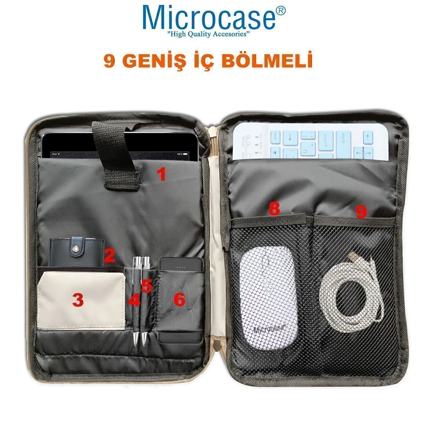 Microcase Huawei Matepad 11.5 2026 İle Uyumlu Omuz Askılı El Tutacaklı Universal Sleeve Taşıma Çantası Al4346 Pembe Mavi Krem Çanta