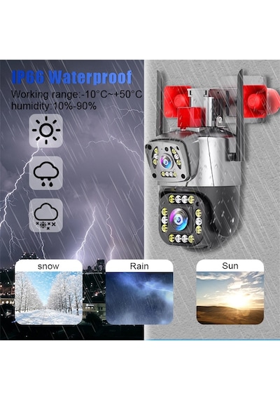 Yoosee Ys-17 Siren Çift Kameralı Ptz Speed Dome 5mp Siren Alarmlı
