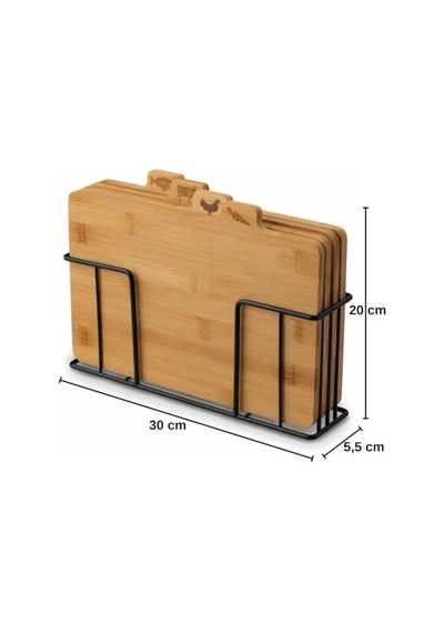 Bambu Standlı Kesme Tahtası 4lü Set - M7b11 Diğer