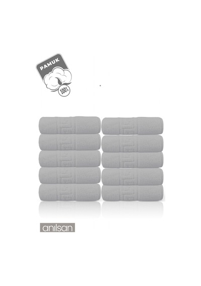 10'lu Gri Greek El Havlusu - 50x90 Cm, 225gr, %100 Pamuk, Spa Ve Otel Havlusu Gri