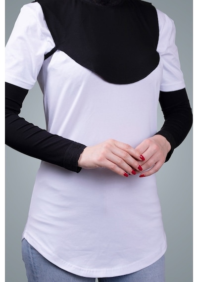 Hürrem Bone Siyah Tesettür Kolluk Viskon Kumaş Dantelli 1002_01 Siyah