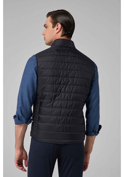 D's Damat Ds Damat Regular Fit Lacivert Dik Yaka Elyaf Dolgulu Mevsimlik Fermuarlı Yelek Mont 7HF07ORT42611