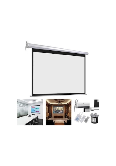 Peak M100 200x200 Cm Motorlu Kumandalı Projeksiyon Perdesi-beyaz Kasa