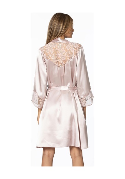 Pierre Cardin 4075 Saten Gecelik Sabahlık Takım - Pudra Pudra