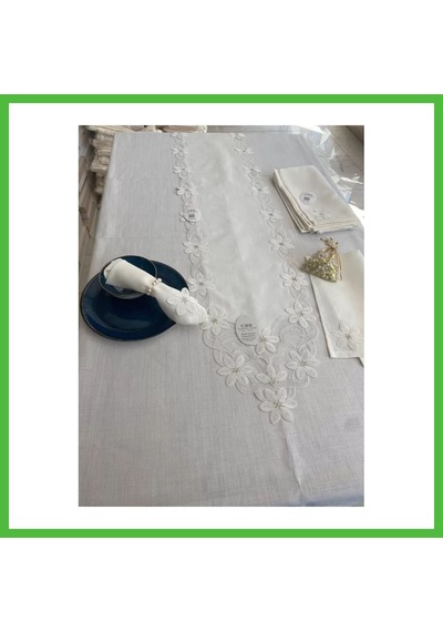 Vaveni Sofra Takımı Evita Gardenya Keten Yemek Takımı 160x260 Masa Seti 26 Parça Runner Set Krem Arz Vaveni Sofra Takımı Evita Gardenya Keten Yemek Takımı 160x260 Masa Seti 26 Parça Runner Set Krem Arz