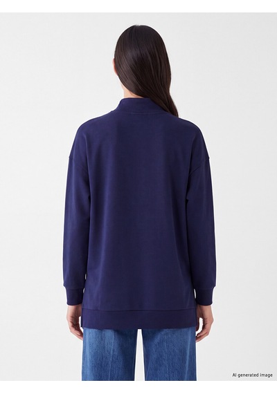LC Waikiki Lc Waıkıkı Lacivert Dik Yaka Kadın Sweatshirt Tunik