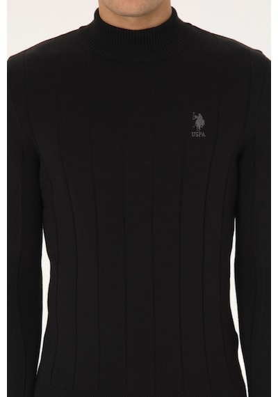 U.S. Polo Assn. Erkek Slim Fit Boğazlı Yaka Siyah Kazak 50315019-VR046