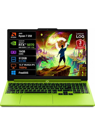 Lenovo LOG 15AHP11 83TN00AATR Ryzen 7 250 16 GB 512 GB SSD RTX5070 15.3" Free Dos Dizüstü Bilgisayar