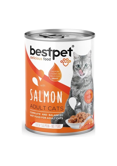 Tr Yetişkin Kediler İçin, Taze Somon Parça Etli Ve Soslu Yaş Mama, 400 G X 12 Adet