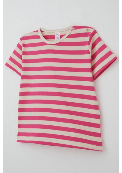 Breeze Kız Çocuk Tişört Patlı Çizgili 1-4 Yaş, Pembe Pembe
