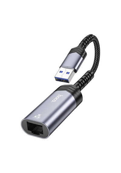 Hoco. Ua26 Tak Çalıştır Usb To Rj45 1000 Mbps Ethernet Dönüştürücü - Gri