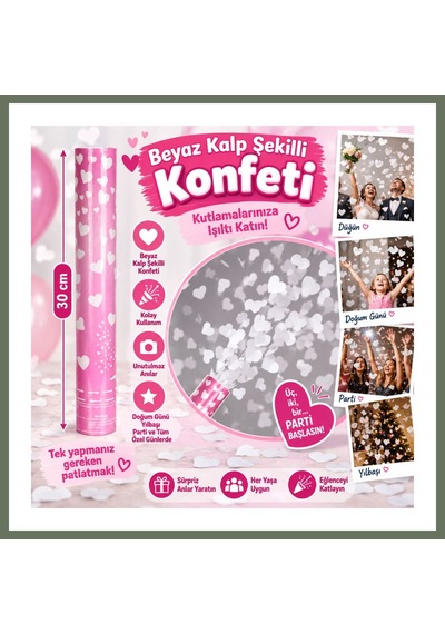 Bezos Beyaz Kalp Şekilli Konfeti 38 Cm Bezos1 Diğer