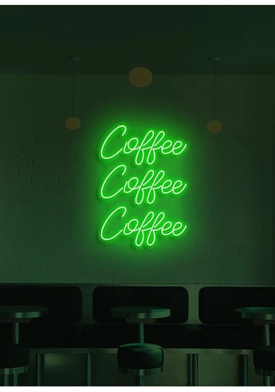 Coffee Coffee Coffee Yazılı Neon Tabela Yeşil