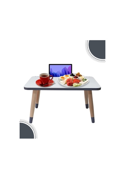 Liva Ahşap Laptop Tablet Bilgisyar Ve Kahvaltı Sehpası Çalışma Masası Beyaz