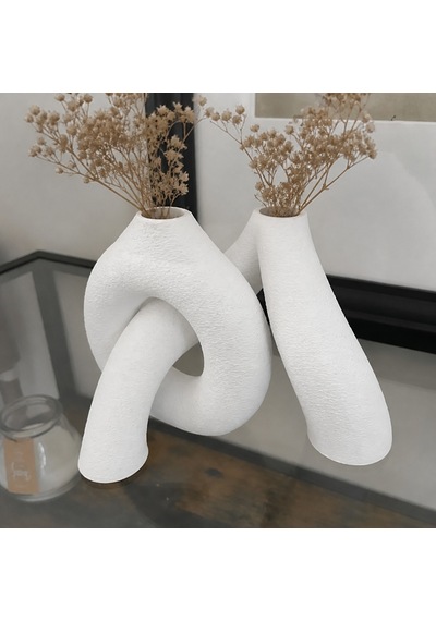 3d Baskı Interlocking Vazo - İç İçe Geçen Dekoratif Vazo-beyaz Çok Renkli