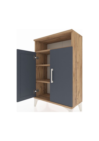 Arges Komodin 3 Raflı 2 Kapaklı 60x30x96 Çam-antrasit Çam