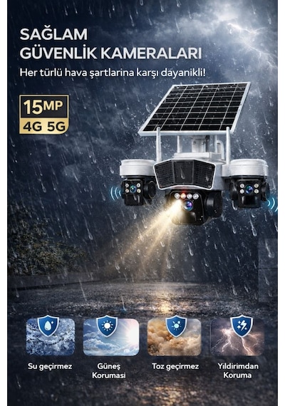 Rx95g Solar Güvenlik Kamerası Türkçe 4g Sim Kartlı Ptz Hareketli Gece Görüşlü Güneş Panelli Kamera