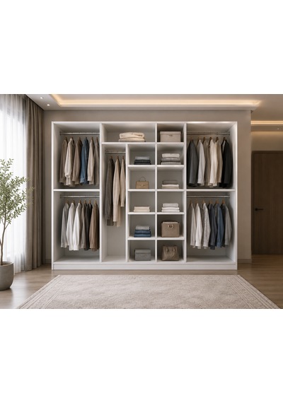 Lebon Tamamı Mdf 7 Kapaklı Dolap Gardırop Beyaz