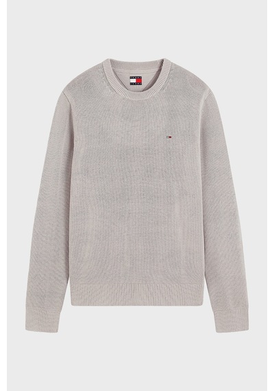 Tommy Jeans Logolu Pamuklu Slim Fit Bisiklet Yaka Örme Kazak Erkek Kazak Dm0dm21787 Pke Gri