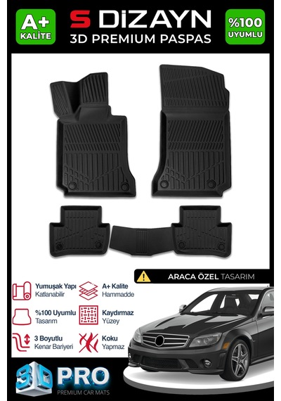 Mercedes C Serisi W204 3d Pro Havuzlu Paspas 2007-2014 A+ Kalite 3ds-sdz175