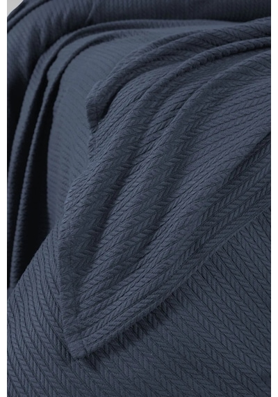 Mulberry Örgü Pike %100 Pamuk Kalın İplik Yumuşak Battal Boy 240 x 260 Lacivert