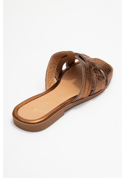 Luvishoes Luvi Shoes Notre Bakır Baskı Hakiki Deri Kadın Terlik Bakır