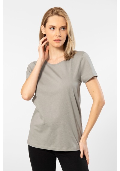 Wtshirt London Kısa Kollu Bisiklet Yaka Kadın Gri T-shirt 001