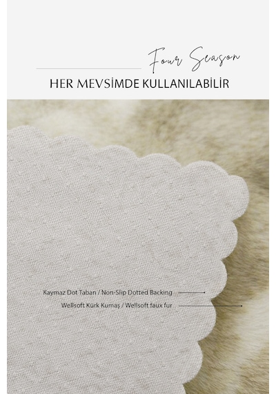 Lüks Kürklü Koltuk Örtüsü 170x215 Cm Yumuşak Peluş Kaymaz Taban Kanepe Örtüsü Bej Krem Bej - Krem