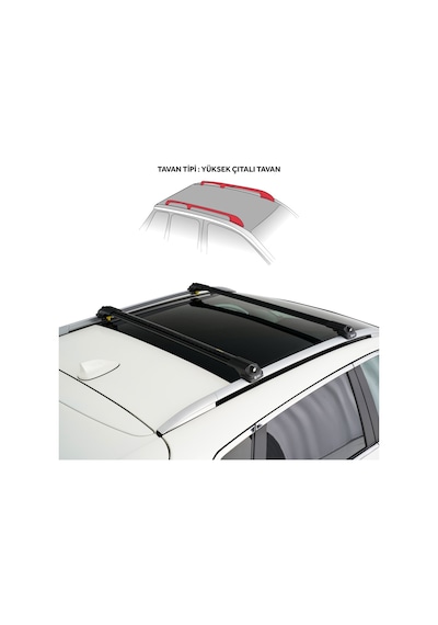 Mitsubishi Pajero 2000-2006 Uyumlu Turtle Air-1 Full Kit Tavan Ara Atkı Seti 82-82cm Gri