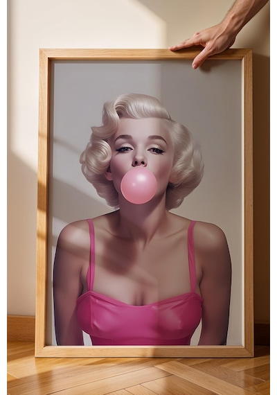 Sakız Çiğneyen Marilyn Monroe Modern Portre Çerçeveli Tablo - Pop Art Poster Tablo