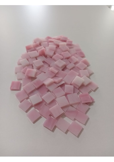 Pembe Kare Vitray Cam Mozaik Taşı - Sanatsal Mozaik İçin Yaklaşık 10 X 10 Mm