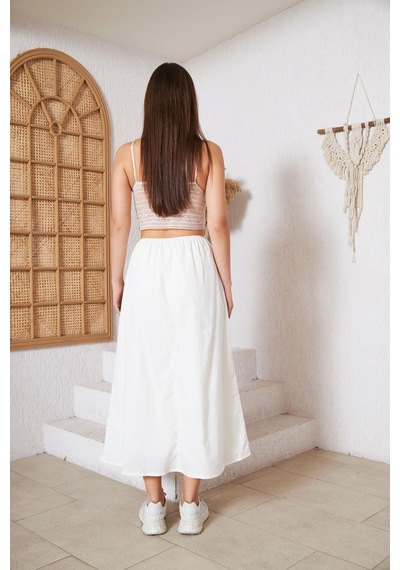 Darlin Moda Ekru Astarlı Etek Dm2006 Ekru