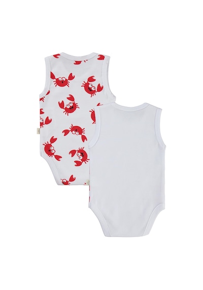 Civil Baby Yengeç Baskılı 2'li Set 3-18 Ay Çıtçıtlı Badi - Beyaz