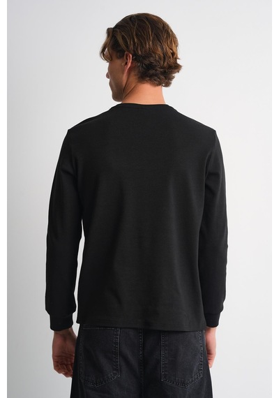 Alexander Gardi Alexandergardı Uzun Kollu Bisiklet Yaka Basic Sweatshirt Siyah