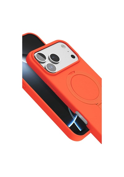 Apple, Uyumlu iPhone 17 Pro Regal Magsafe Standlı Kapak Turuncu