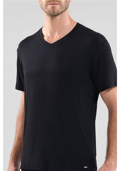 Blackspade 9308 Silver Erkek %94 Modal V Yaka T-Shirt - Siyah