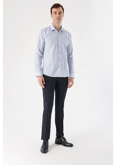 MORVEN  Erkek A. MAVİ Basic Slim Fit Gömlek Çok Renkli