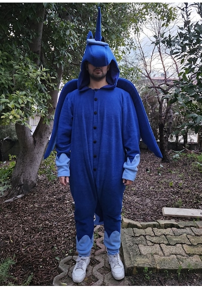 Unicorn Kostümü Yetişkin Unicorn Pijama Tulum Kostüm Mavi