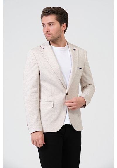 Bonesti Erkek Slim Fit Blazer Ceket Krem Kahve Benekli