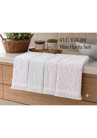 Pamuklu Mutfak Havlusu 4'lü Set 30x50 Cm El Ve Kurulama Havlusu Yumuşak Emici Çok Amaçlı Beyaz