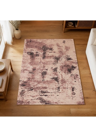 Kartela Halı Nivo Halı Kaymaz Taban Makinede Yıkanabilir Halı Gül Kurusu - 80 X 120 Cm
