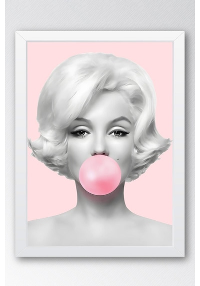 Marilyn Monroe Pembe Sakız Balonu Çerçeveli Tablo - Pop Art Poster Tablo
