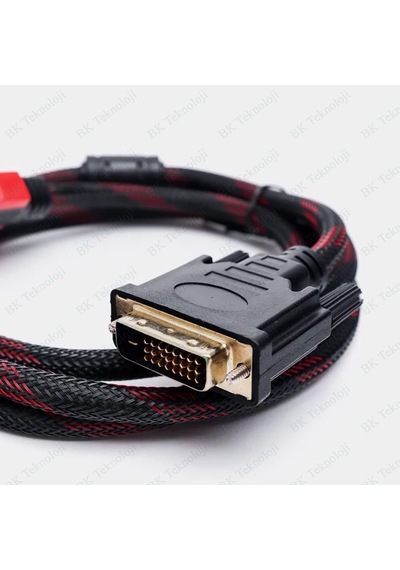 Hdmi To Dvi Çift Filtreli Örgülü 1.4 Metre Görüntü Kablosu