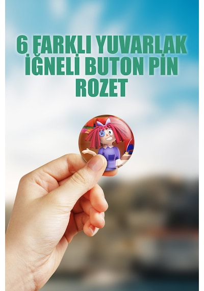 Ragatha- Tadc The Amazing Digital Circus Çanta Süsü Rozet İğneli Buton Rozet Seti 6 Adet Altılı