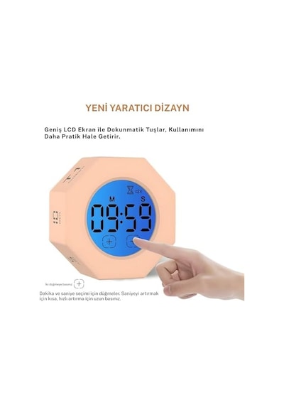 Npt22a Alarmlı G-sensör Otomatik Zamanlayıcılı Küp Kronometre Pomodoro Motivasyon Saati Pembe